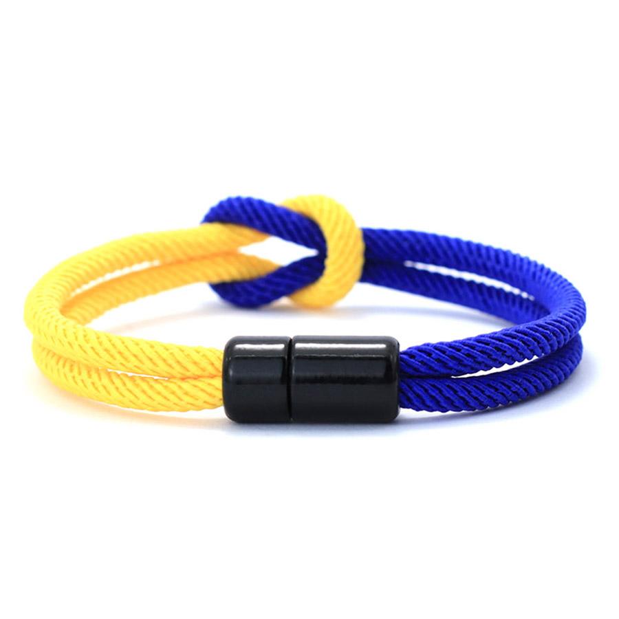 2Pcs Classic Contrasting Color Bracelet Set For Men Grade A 4mm Cord Chain Braslet Ukrainian Flag Element Wrap Braclet Pulseria