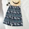 Elephant Pants Shorts Adjustable Elastic High Waistband Strap Rope Women Print Thailand Casual Streetwear Beach Bohemian Retro Vintage Boho