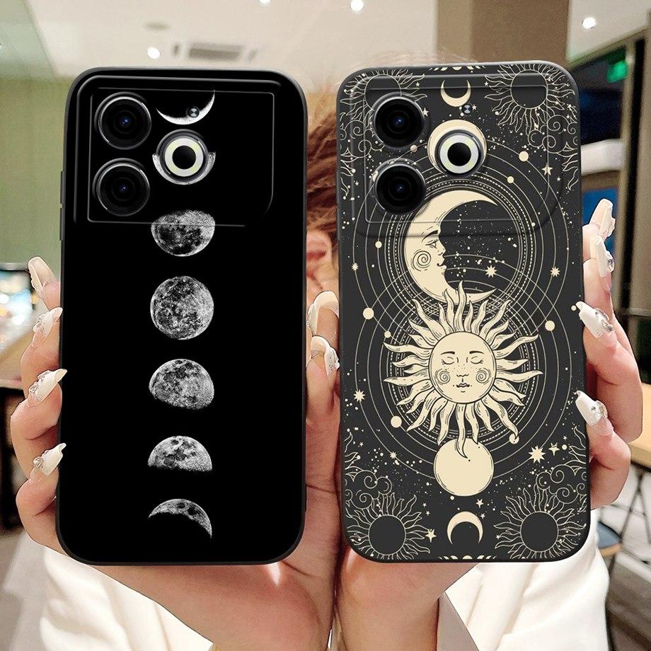 For Tecno Pova 6 Neo Pova6Neo Case Liquid Silicone Soft TPU Back Cover 2024 Fashion Phone Funda Gothic Black Night Bumper