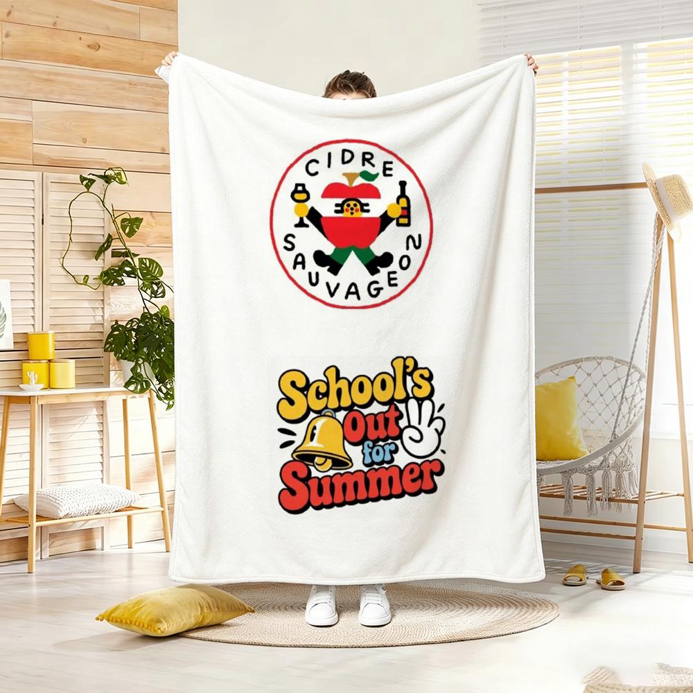 Drawing R-Retro Cartoon Badge Style Throw Soft Warm Throw Blanket for Bedroom Living Room Bed Travel Camping Picnic Gift