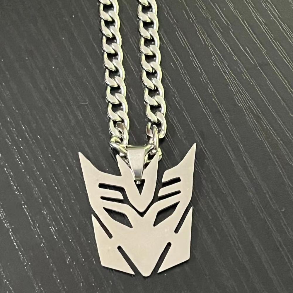 HNSP Anime Movies Autobots Sign Stainless Steel Pendant Chain Necklace For Men Boy Zircon Accessories Gifts