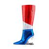 Fashion Kaky's New Colorful Contrast High Heel Boots High Barrel Boots Shaped Heel Women's Boots Large