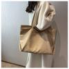Solid Colored Cloth Bag Female Student Shoulder Bag Simple and Large Capacity Tote Bag Commuting Handbag