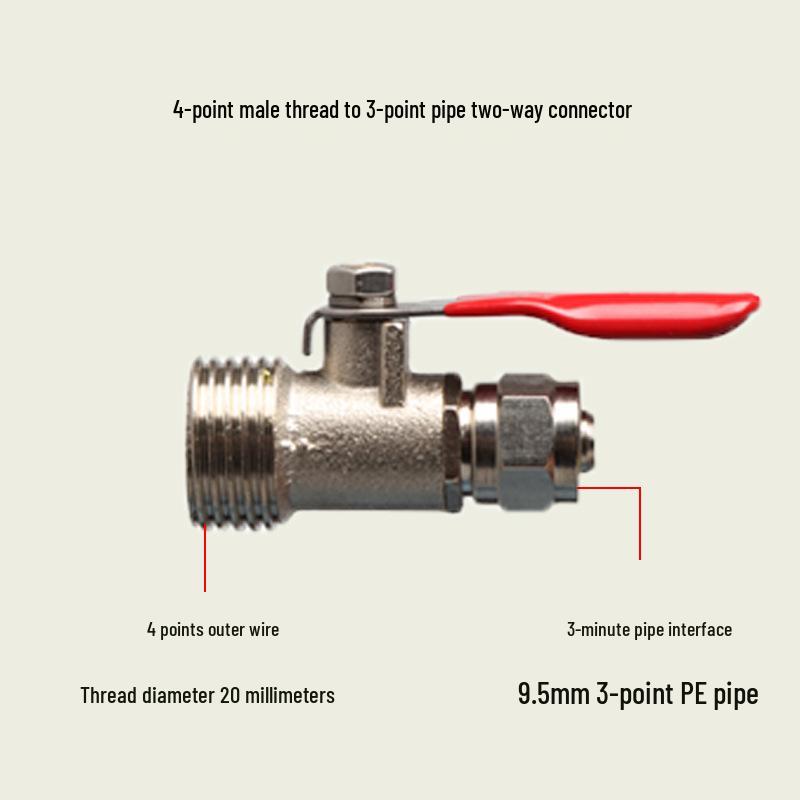 Domácí čistička vody Vstupní T-kusový konektor s kulovým ventilem, 4-cestný na 2/3bodový spínač
