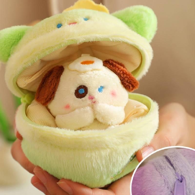 Adorable Transforming Dog Egg Plush Toy Soft Feather Cotton Filling