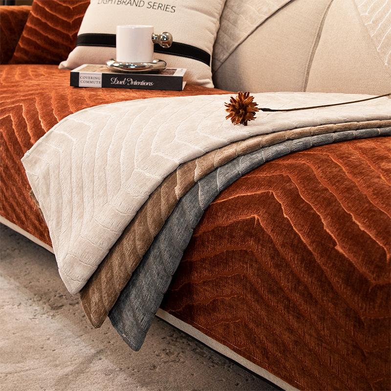 Chenier Velvet Sofa Cushion, Universal In All Seasons, Non-Slip, High-Grade Seat Cushion, Thickened Seat Cushion, High-Grade Leather Sofa Cover Towel