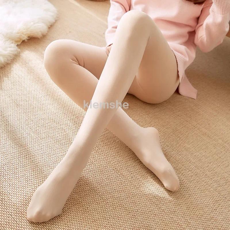 Thermal Stockings Woman Fleece Tights Sexy Winter Warm Pantyhose Translucent Slim Thicken Tights Elastic Velvet Pantyhose Female