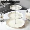 Elegant Lotus Silver Rim Three-Tier Fruit Plate