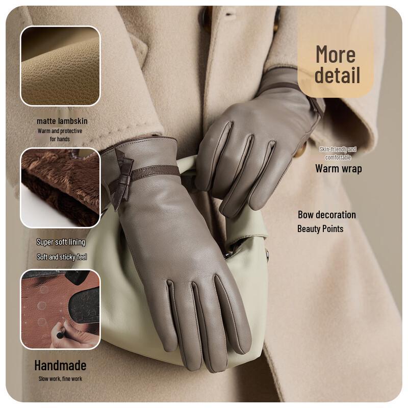 JIUMU Women's Warm Genuine Leather Gloves