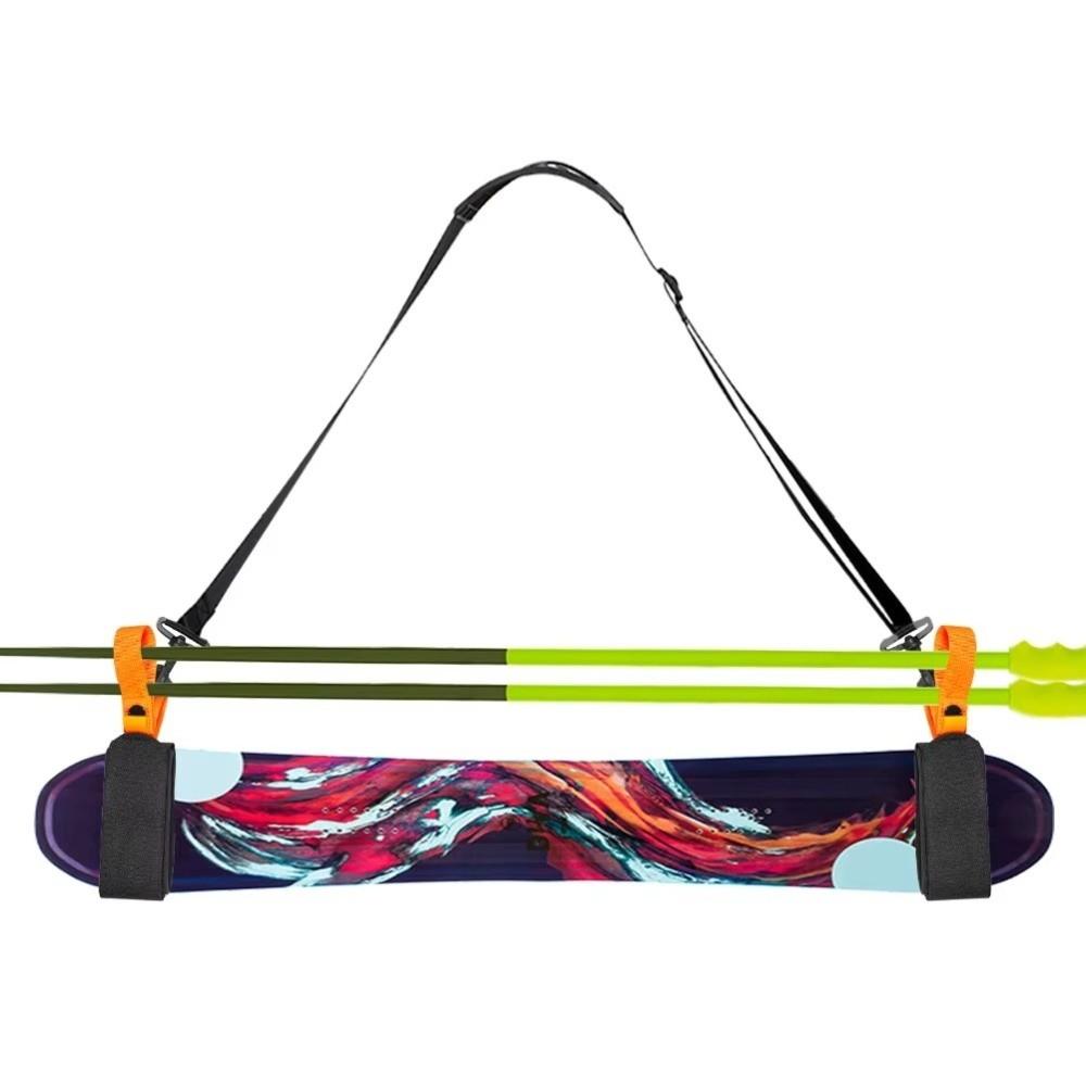Nylon Ski Pole Carrying Strap Adjustable Ski Pole Shoulder Strap Skiboard Fixed Strap Snowboard