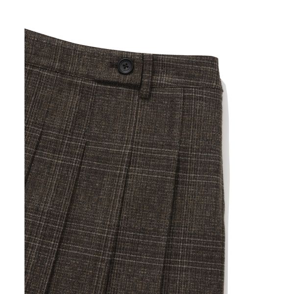Covernat Plaid Low Waist Pleated Mini Skirt Women skirts Brown CO2403SR71BR
