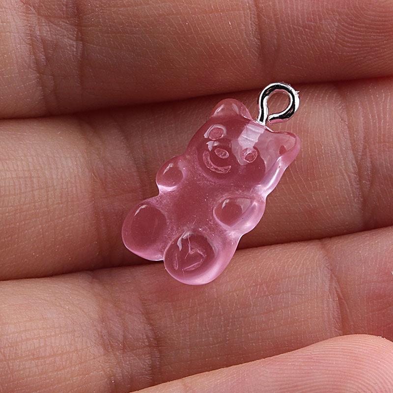 

Маленький медвежонок смола брелок и DIY ювелирные аксессуары Bear Eye-catching розовый