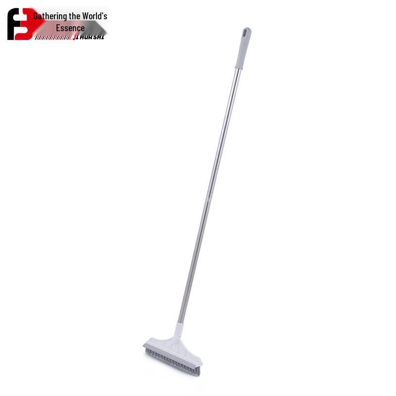 Long Handle Hard Bristle Floor Brush with Squeegee белый