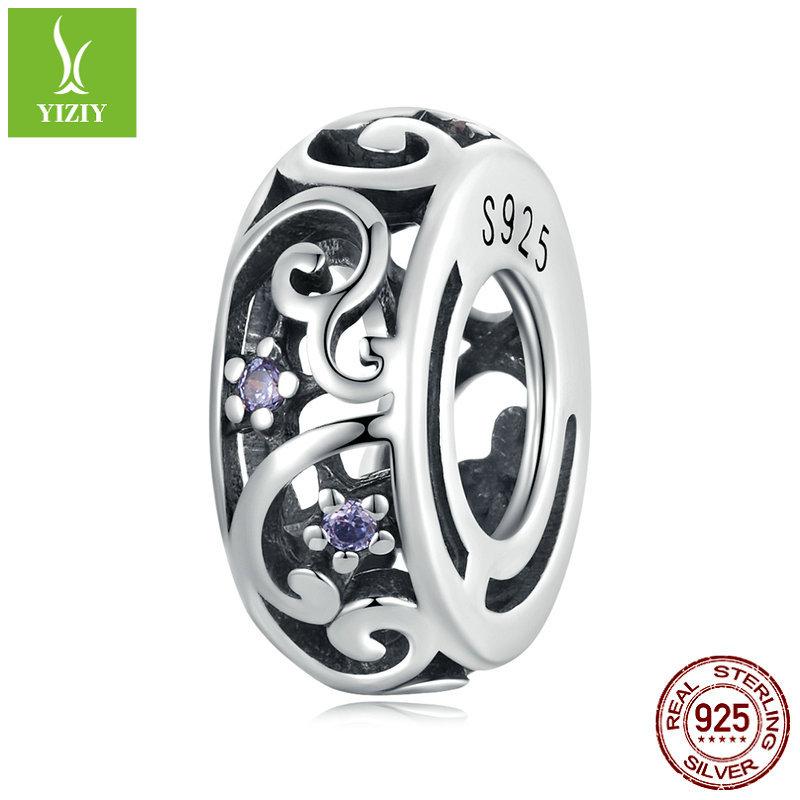 

Vintage Streamer Diy Bracelet Bead Spacer Accessories, Hollow Pattern S925 Silver Loose Beads Bsc639