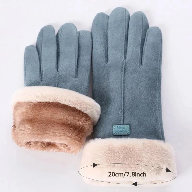 Neue Mode Handschuhe Herbst Winter Nette Pelzigen Warme Handschuhe Volle Finger Handschuhe Frauen Outdoor Sport Weibliche Handschuhe Bildschirm
