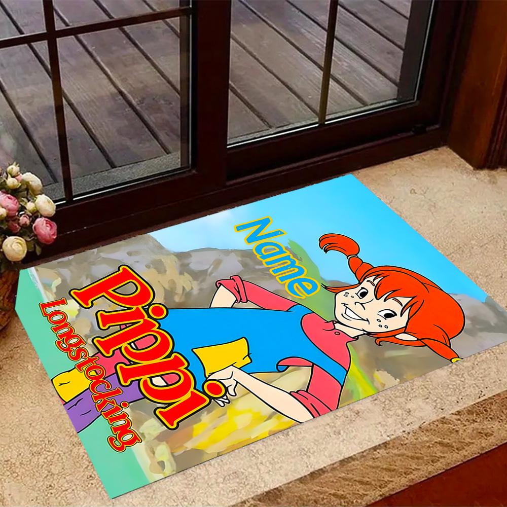 Pippi Monkey Friend. Customized Name Area Rug Suitable for Dormitory Hallway Playrooms Dining Room Anti-slip Rug Office home decor