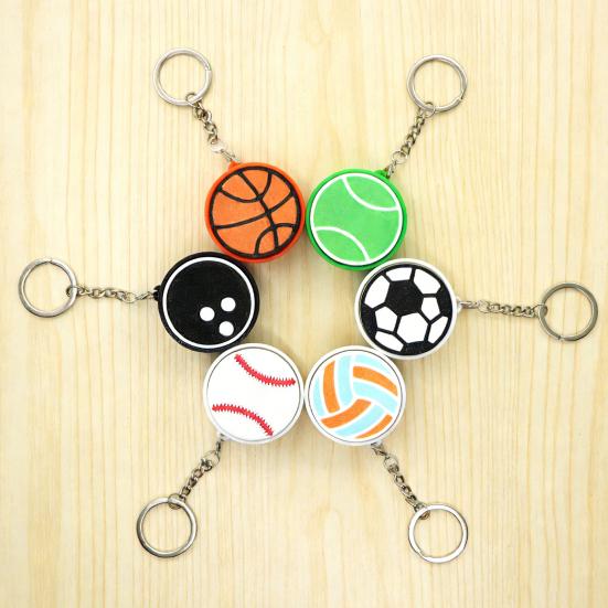 Keychain Pendant 3D Printing Precision Texture Football Basketball Tennis Sport Themed Key Chain Stress Relief Accessory