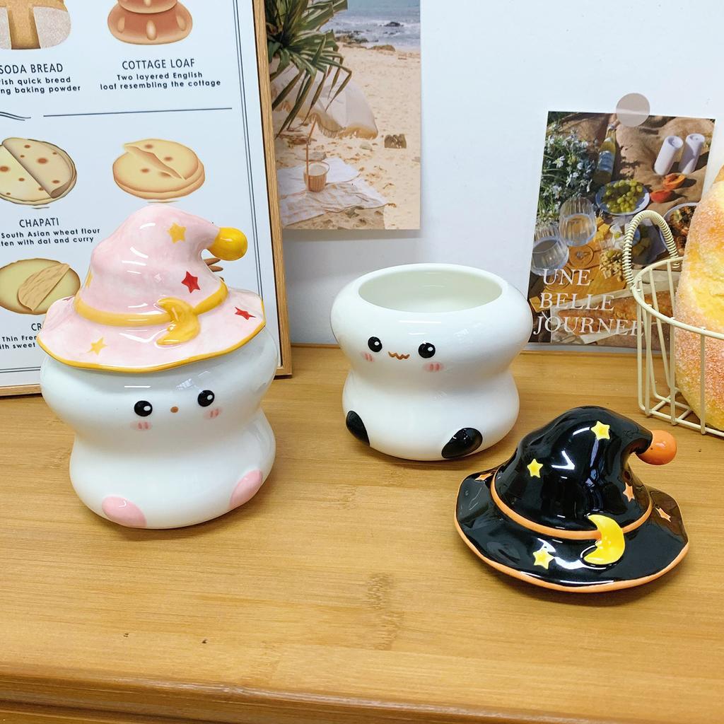 Ghost Mug with Lid Strange Cup Ceramic Gift for Girls Birthday Gift Children's Hand Gift Water Cup