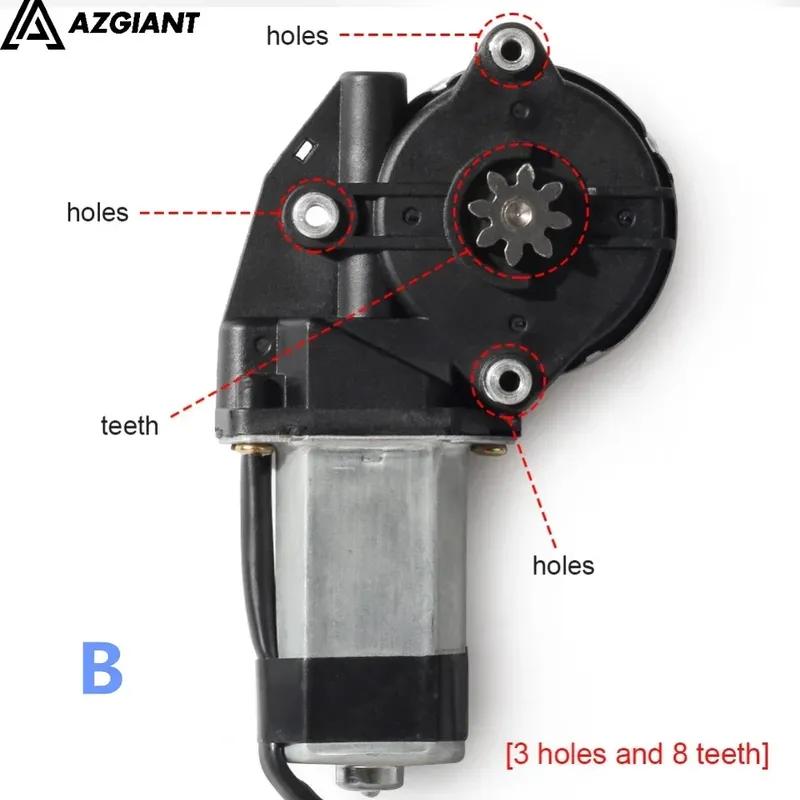 AZGIANT 12V/24V 3 hole 8 gear/teeth electric car Window lifter motor Power Windows Motor Regulator Left/ right torx pinion