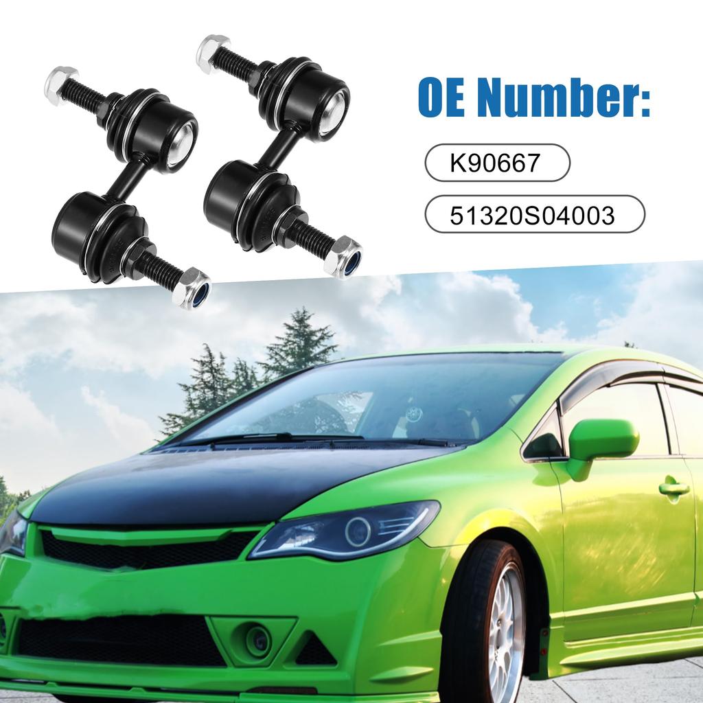 ABSOPRO Front Stabilizer Links Suspension Stabilizer Bar Links for Honda Civic Set of 2 (K90667, 51320S04003), 1999-2000, Black,