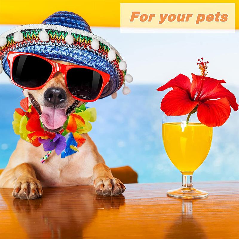 10Pcs Artificial Tropical Palm Leaves Fake Hibiscus Flower for Beach Table Decor Hawaiian Party Supplies Wedding Decoration Gift