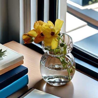Klare Glas-Blumenvase für Tischmitte Moderner Boho-Stil Dekorative Vase für Hochzeitsfeier Innen-Heimdekoration Einweihungsgeschenk
