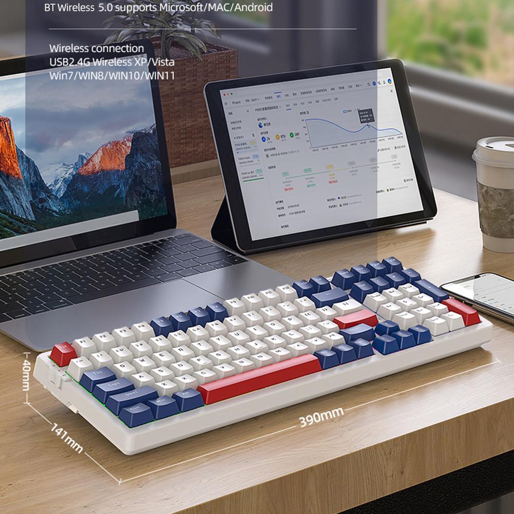 K98 Hot Swap Mechanical Keyboard 100Keys Anti-Ghosting Keyboard RGB Backlight Type-C Wired Gaming Keyboard for PC Desktop Gamer