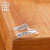 Hot 100% 925 Sterling Silver Crystal Ring For Women Adjustable Size Fashion Party Engagement Wedding Luxury Jewelry Holiday Gift