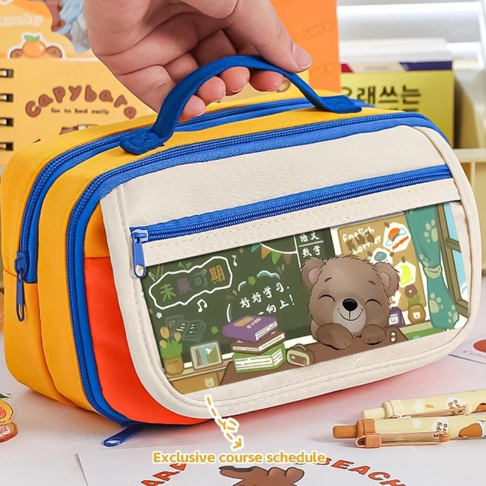 Flip Cover Pen Bag Multilayer Stationery Organizer New Pencil Case Gifts