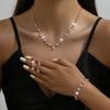 4-piece women's flower necklace with earrings and bracelet set, wedding party accessories
