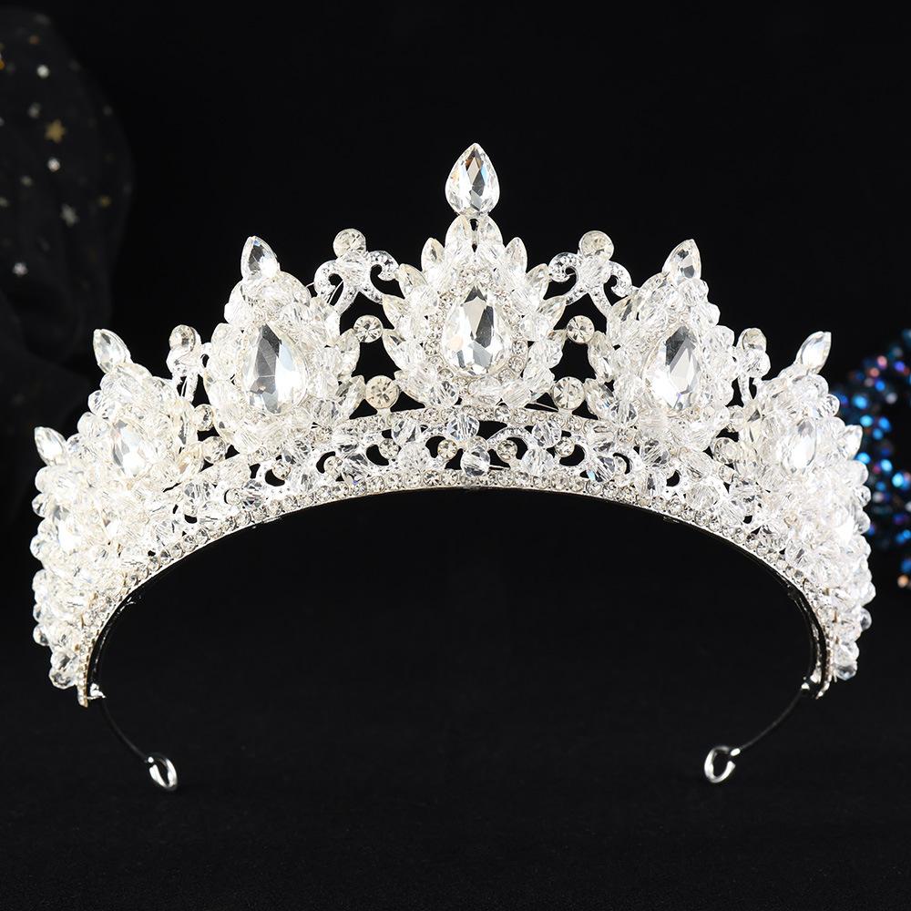 DIEZI Handmade Elegant Bridal Crystal Beads Tiara For Women Girls Wedding Party Luxury Queen Crown Hair Dress New Accessories