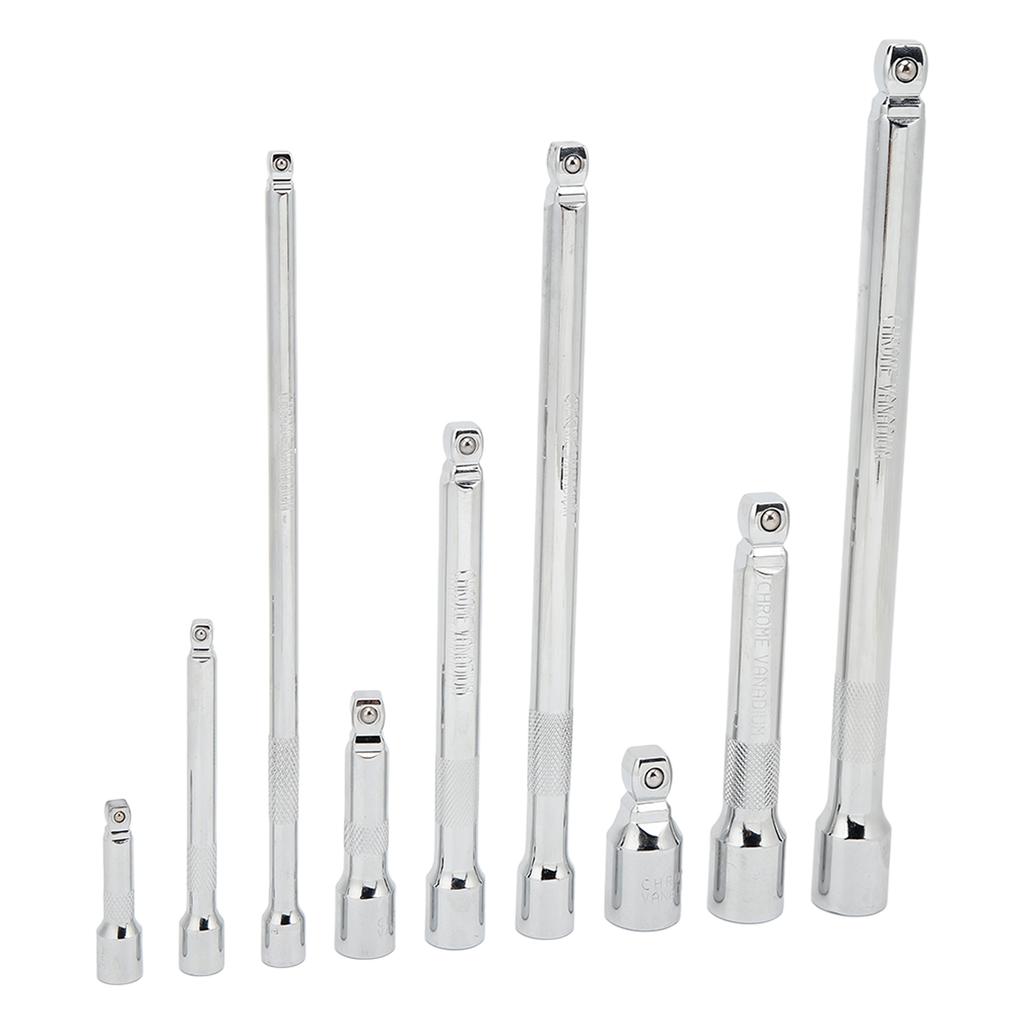 9 Piece Wobble Extension Bar Set 1/4in 3/8in 1/2in Drives Extension Bar Set with Storage Tray