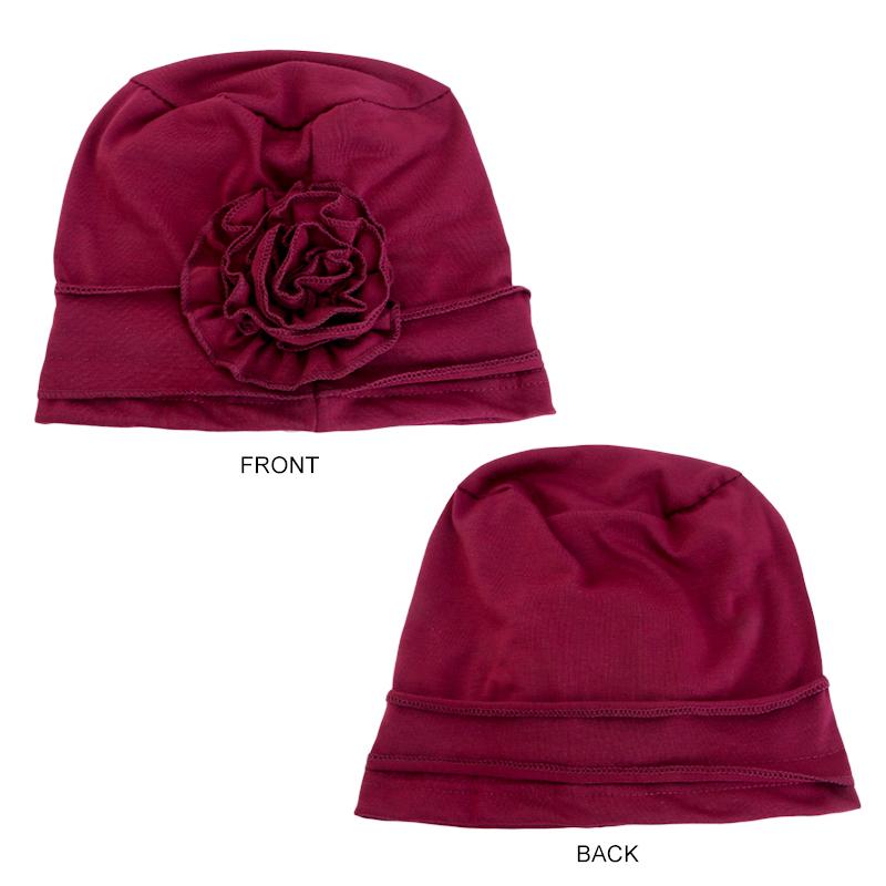 New Elegant Women Solid Color Flower Cuffed Turban Hat Soft Cancer Chemo Head Scarf Hats Beanie Cap Elastic Covers Wraps