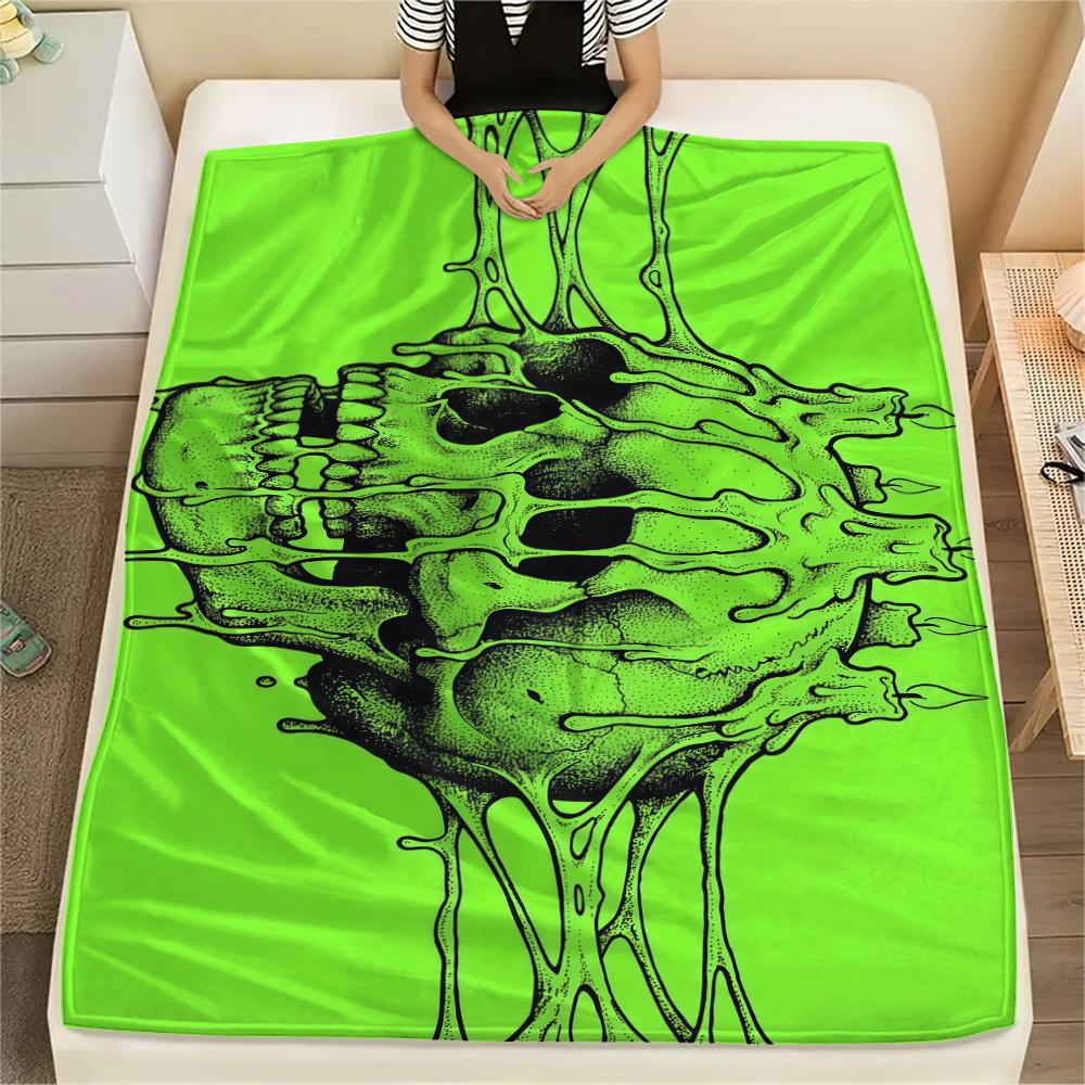 Green Mucus Reaper Print Flannel Blanket,High quality Comfortable for All Seasons,Home Decor,Warmth and Comfort,Perfect for Christmas Gifts