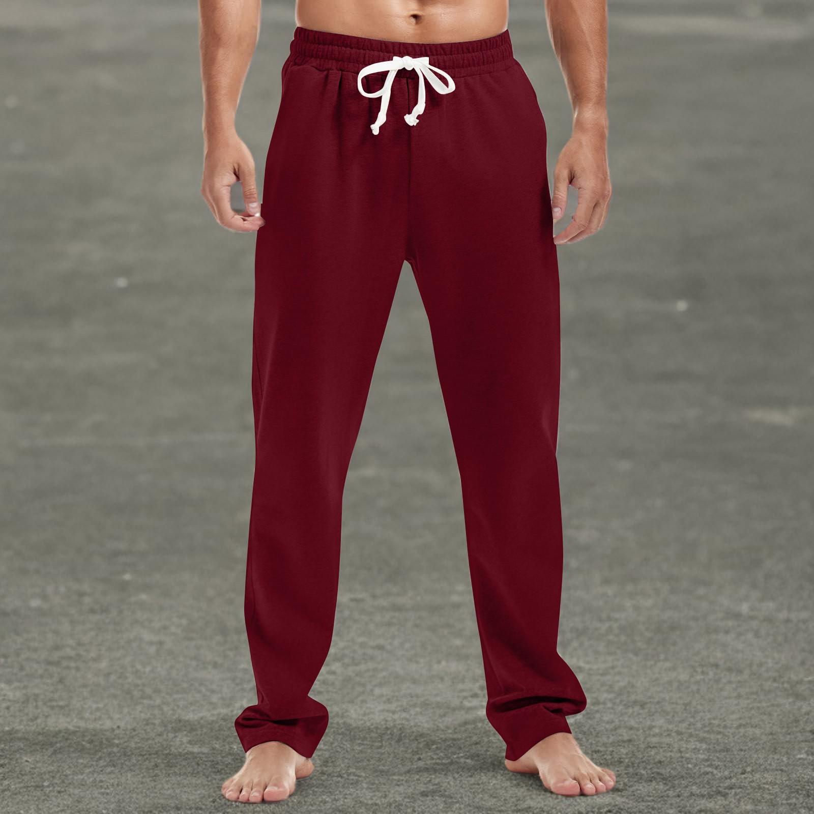 

Мужские модные прямые повседневные спортивные брюки с принтом и карманами XL винный