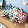 Pen Organizer Desktop Storage Box Transparent Visible High Capacity Multi-compartments Wide Case Application Multi-functions Makeup Drawer for Bedroom