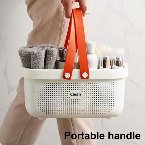 Laundry Basket Hollow Design Portable Handle PP Shampoo Dirty Clothes Organizer for Bathroom