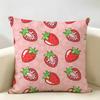 Cute Strawberry Girl Pink Cushion Cover Natural Linen Organic Fabric DoubleSided Printing Room Sofa Decor Pillow Case