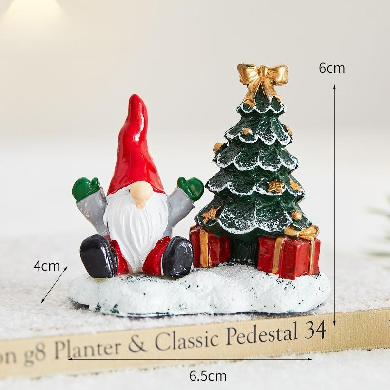

Christmas Decorations Snowman Christmas Tree Elk Small House Miniature Landscape Ornaments Winter Village Scene Desktop Display
