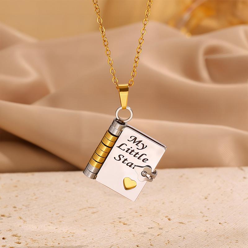 Stainless Steel My Little Angel Book Necklace for Granddaughter My Brave Boy Grandson Book Pendant Son Daughter Necklace Jewelry