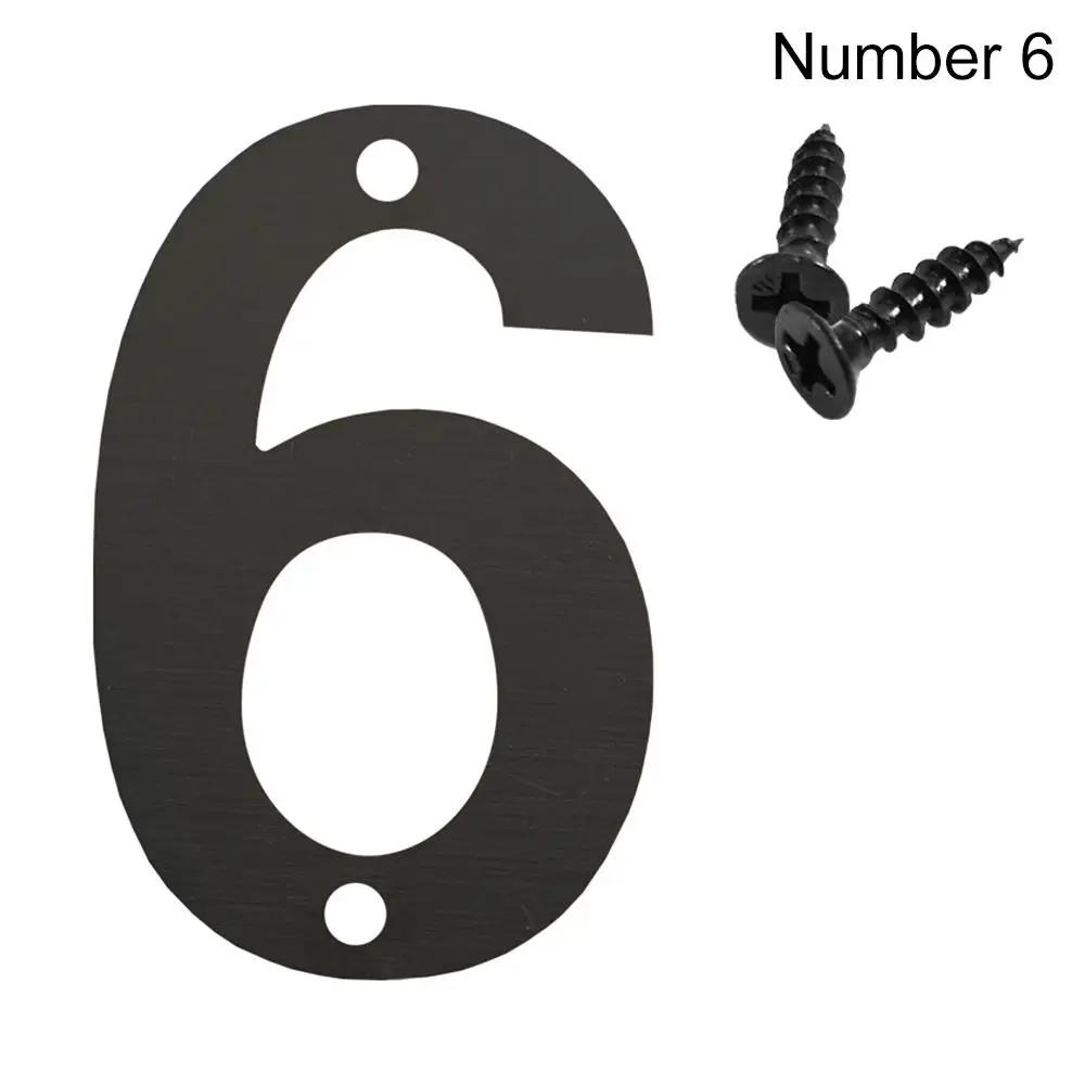 Fashion Stainless Steel Door Label with Screw Durable Black 0 To 9 Numeral Tag Number Plate Sign For Home Mailbox Hotel Address