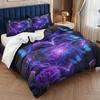 3 Piece Set Purple Dreamy Love Rose Valentine's Day Print Quilt Set,Including 1 Duvet Cover and 2 Pillowcases(excluding Padding)