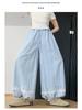 Lace Patchwork Lantern Pants - Spring/Summer Academy Style, Ice Silk, Wide-Leg Skirt Pants, Slimming Bud-Shaped Design.