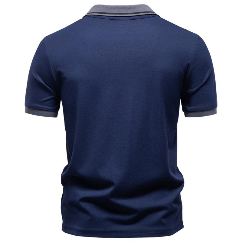 Heren Polo Shirt met Contrasterende Kraag, Korte Mouwen, Effen Kleur