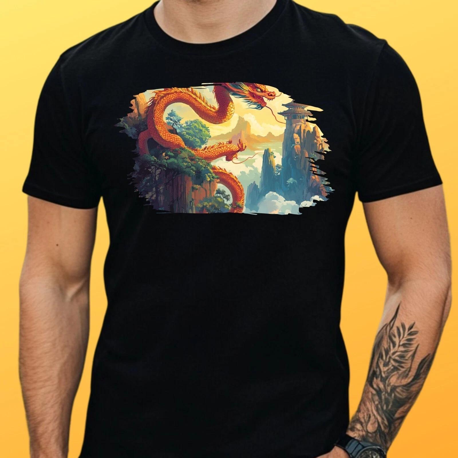 T-Shirt Herren Chinesischer Drache Motiv Baumwolle Größe S bis 5XL L