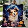 1pc Dog Printing Lightweight Flannel Blanket, Comfortable and Warm Blanket, for Camping Sofa Bed and Couch Office, In All Seasons