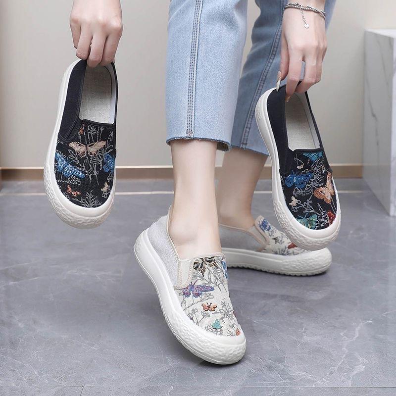Leder-Schuhe im alten Peking-Stil, Modische und Stilvolle Freizeitschuhe mit Weichen Sohlen, Bequeme Canvas-Schuhe, Atmungsaktive Sportschuhe
