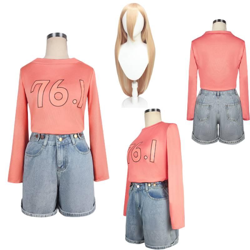 Chainsaw Man Power T-shirt Jeans Cosplay Hair Ornament Teeth Set