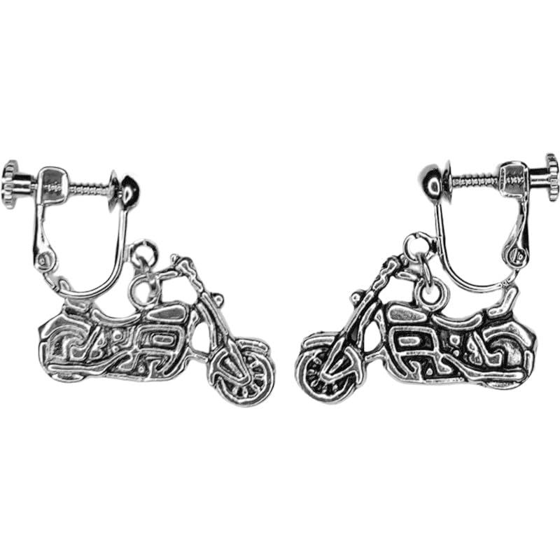 

Motorcycle brass earrings silver color earrings