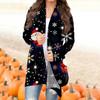 Women's Christmas Print Irregular Long Sleeve Cardigan With Pocket Jacket